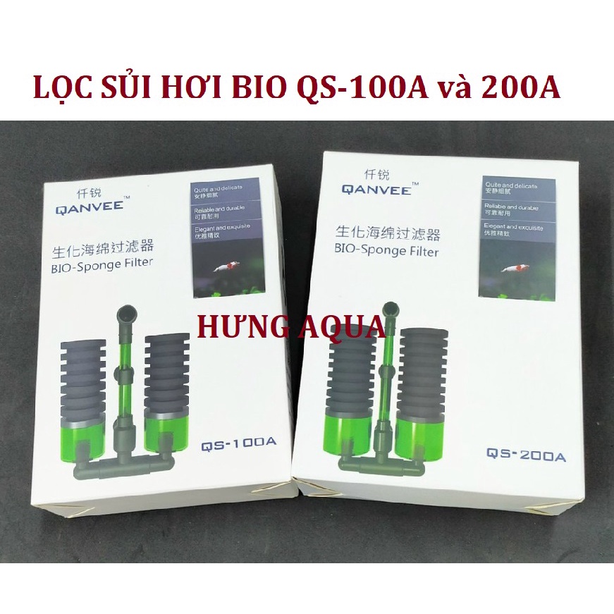 Lọc bio, lọc vi sinh, lọc sủi vi sinh, lọc bio QS-100A QS-200A cho bể cá, bể tép, bể thủy sinh (2 bầu lọc)