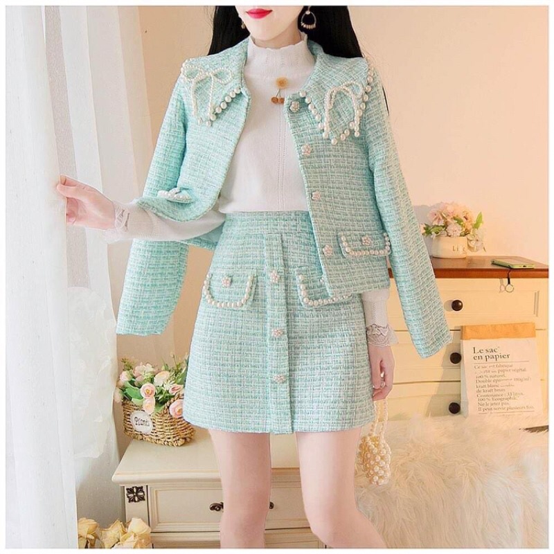 Set váy dạ nữ cao cấp kiểu dáng sang chảnh QCNP3697