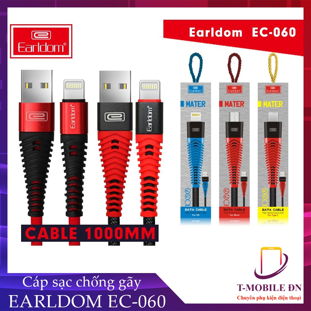 Cáp Sạc IP/Micro/Type C Dài 1m bọc dù chống gãy EC-060
