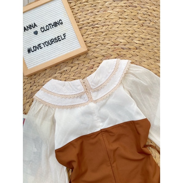 Đầm nâu phối voan tấm