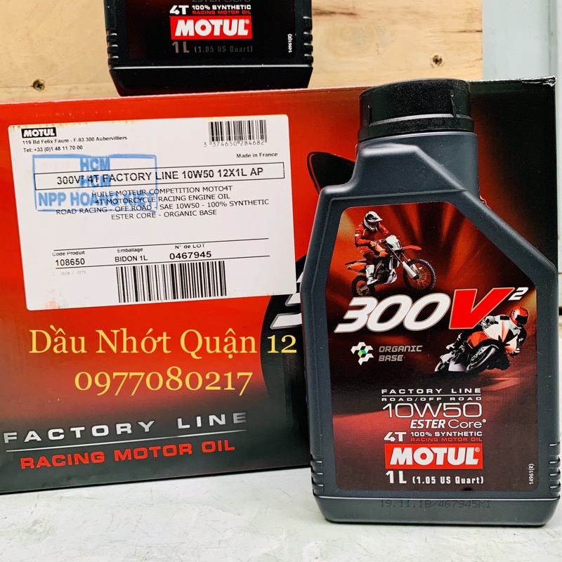 Nhớt Cao Cấp Motul 300V2 10W-50 Organic Base Factory Line Road - Off Road Made in France