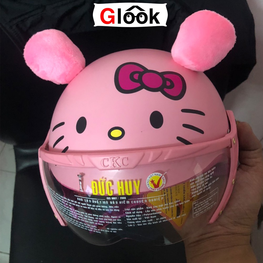 [GIÁ SỈ] Nón Bảo Hiểm Cho Bé Gái HELLO KITTY Có Kính Chắn Gió Cao Cấp - Mũ Bảo Hiểm Trẻ Em 1,2,3,4-9 Tuổi