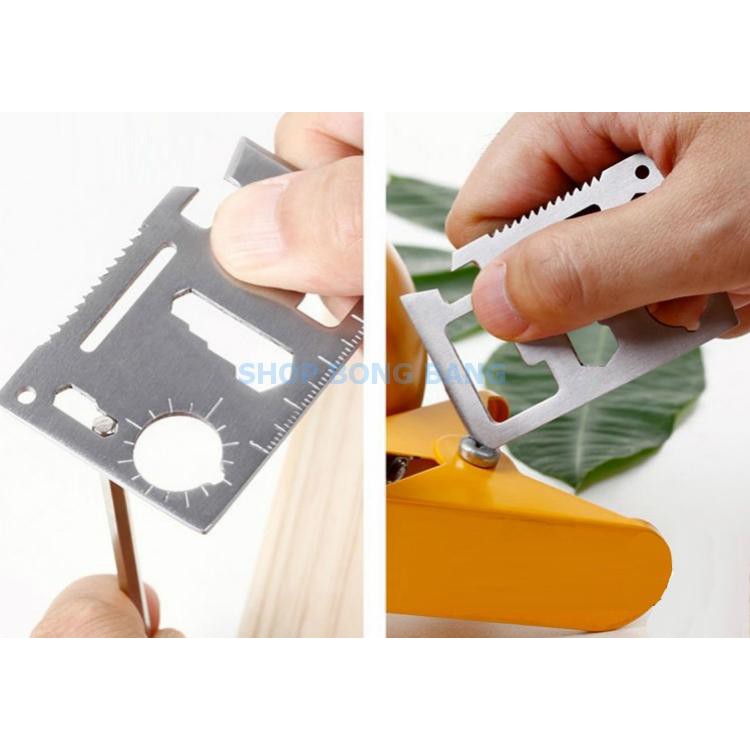 Miếng thép đa năng 11 công dụng  (Steel Credit Card Survival Tool)‎