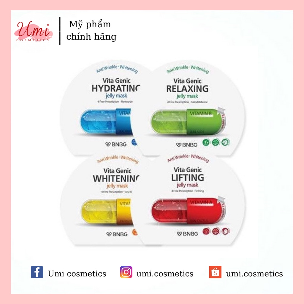 Mặt nạ giấy BNBG Vita Genic Jelly Mask 30ml Mix : Lifting, Whitening, Relaxing, Hydrating
