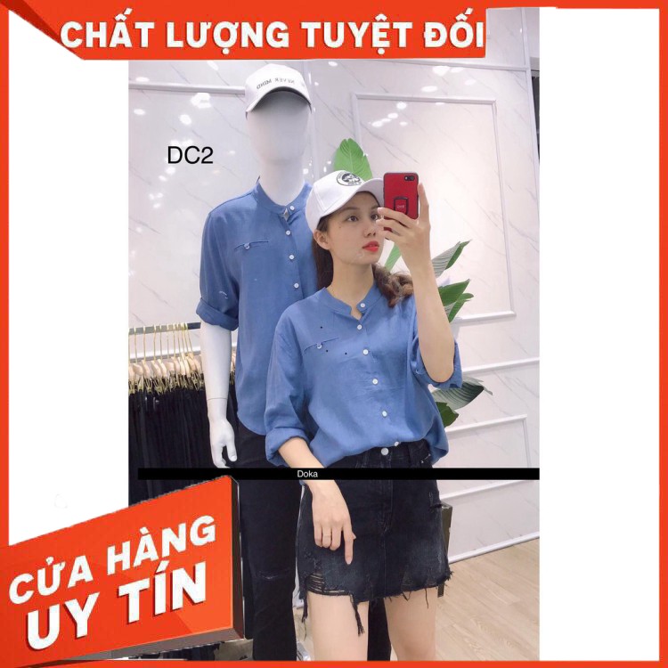 sale Áo Sơ Mi ADOKA STORE Đôi Nam Nữ Chất Đũi Chuyên Cặp Đôi Couple Nhiều Màu - D1