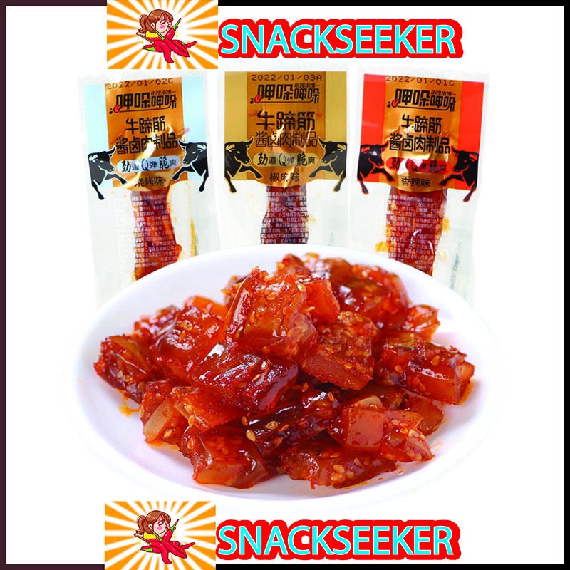 Gân Bò Cay Tỏi Ớt - Snackseeker - Gân Bò Cay dai dai , giòn giòn - Đồ ăn Vặt Trung Quốc 🐮