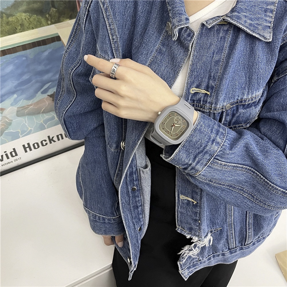 Đồng Hồ Đeo Tay Mặt Vuông Dây Da Phong Cách Vintage Thời Trang Cho Nam Nữ