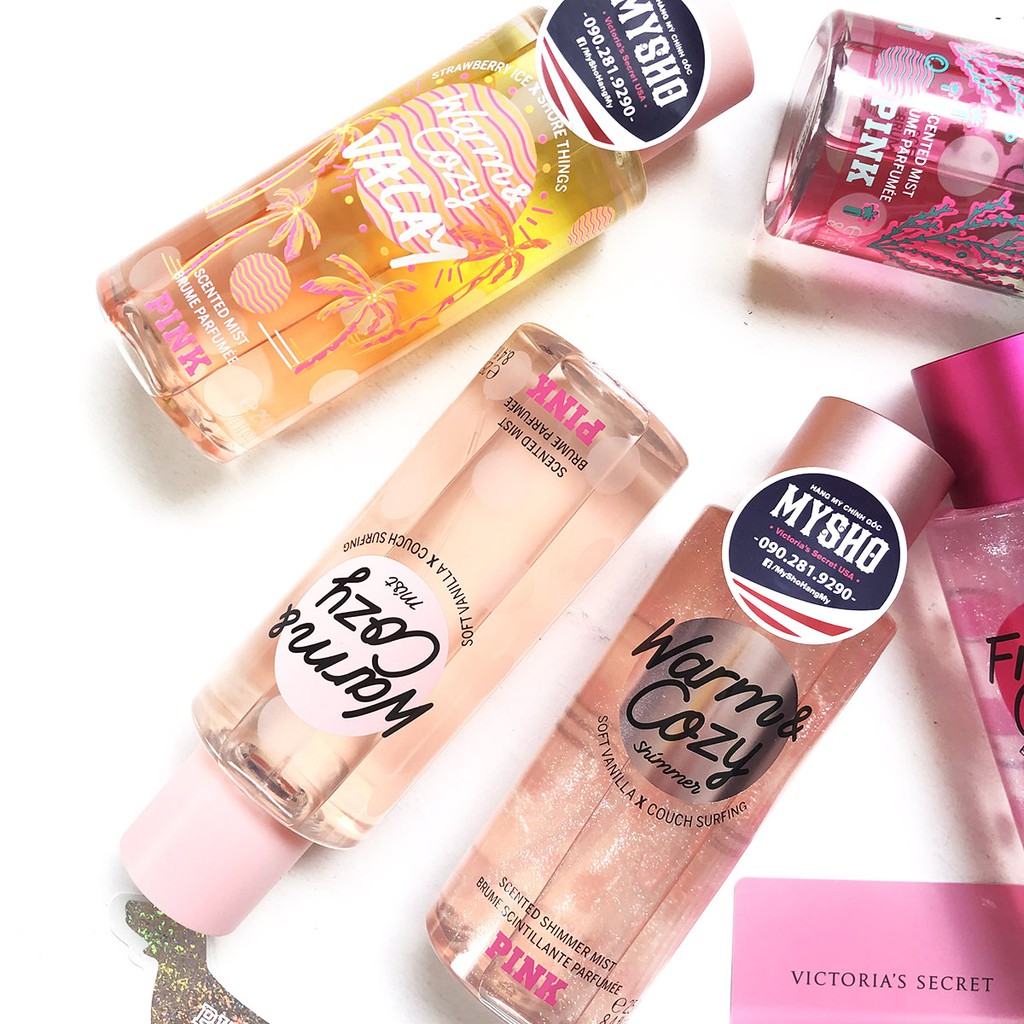 [250ml] Xịt toàn thân với kim tuyến, Pink - Warm & Cozy Shimmer Mist | BigBuy360 - bigbuy360.vn