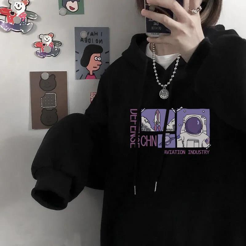 Áo Sweater Mùa Đông 2022 Dáng Suông Có Mũ Trùm Bằng Lông Cừu Dày Dặn Phong Cách Hàn Quốc Cho Nữ