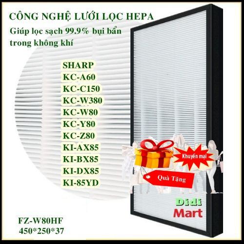 [Loại 1] Màng lọc Hepa Sharp FZ-W80HF - Màng lọc không khí Sharp KC-A60 KC-C150 KC-W380 KC-W80 KC-Y80 KC-.......KI-BX85