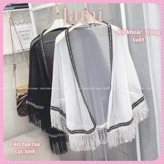 ÁO KHOÁC MỎNG TRONG SUỐT ĐI BIỂN ĐI BƠI ĐI CHƠI  VIỀN KIỂU -JAMI-AK06