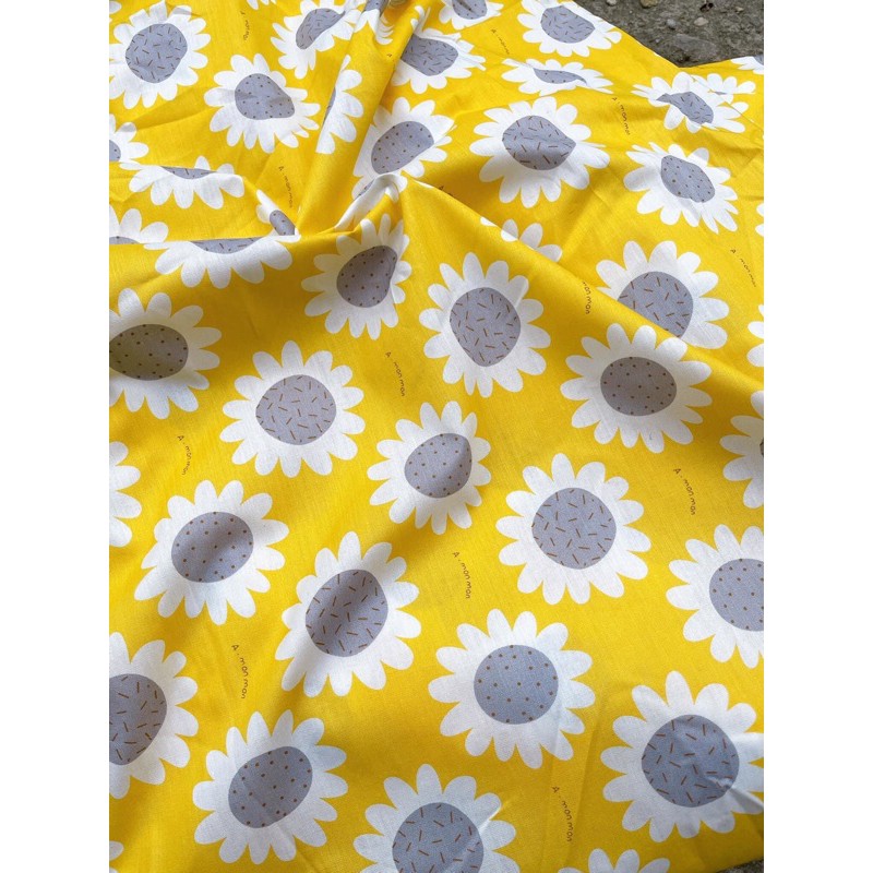 vải thô cotton hoa hướng dương mặt trời