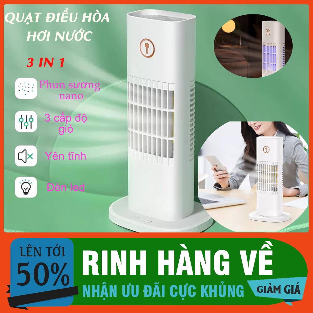 Quạt phun sương mini tích hợp đèn ngủ, phun sương tạo độ ẩm, Máy lạnh mini D3.