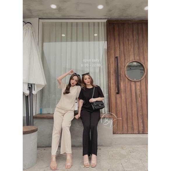 SET BỘ ÁO QUẦN ỐNG RỘNG THUN TĂM