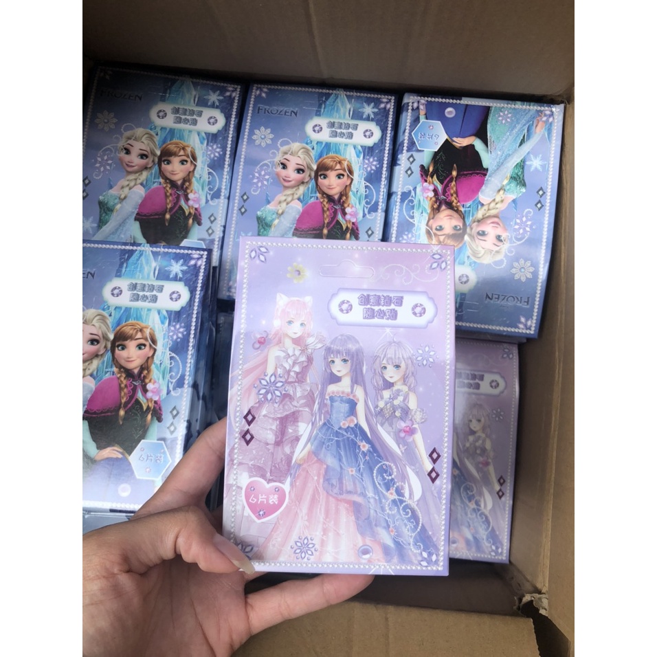 DIY set 6 tranh đính sticker công chúa cho bé, tranh đính đá siêu đáng yêu dành cho công chúa.