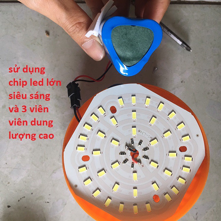 Bóng đèn led sạc tích điện 6-8h - công suất 30w,,100w,,120w có móc treo hàng chính hãng (màu cam )