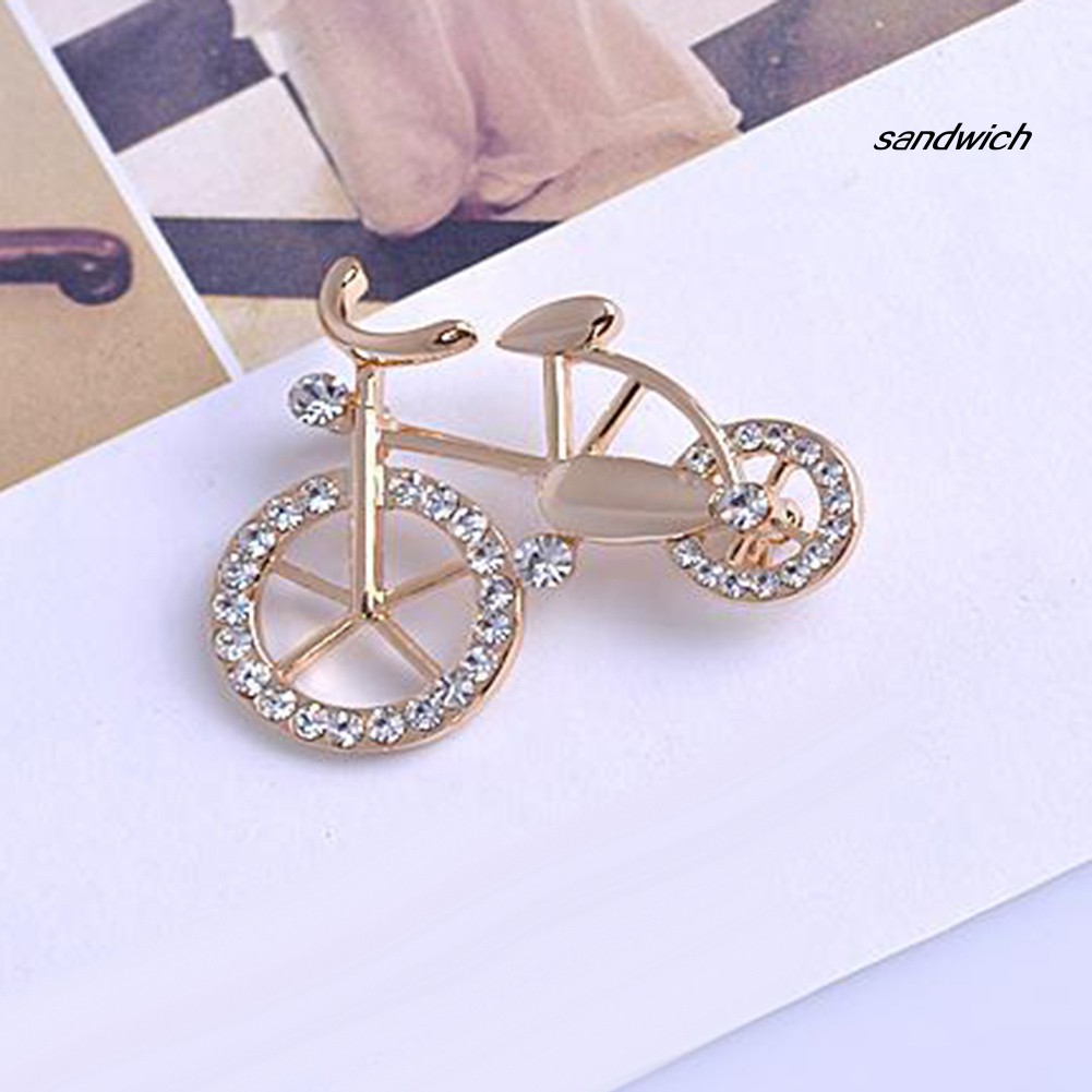 Ghim Cài Áo Hợp Kim Hình Xe Đạp Đính Đá Thời Trang Dành Cho Nữ