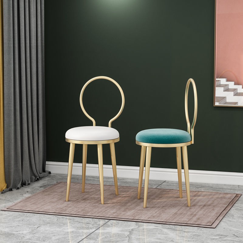 Đèn kiểu Bắc Âu sang trọng ghế đẩu tròn nhỏ hiện đại tối giản trang điểm bóng sắt bàn ăn sofa