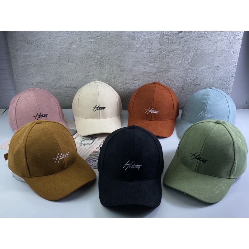 Mũ kết lưỡi trai ❤️ Vải nhung thêu chữ ký Holid thời trang hàn quốc