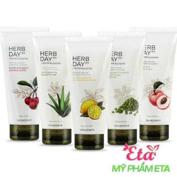 Hàng Hàn- Sữa rửa mặt The Face Shop Herb Day 365 Cleansing Foam TFS cho làn da sáng và mịn màng 170ml