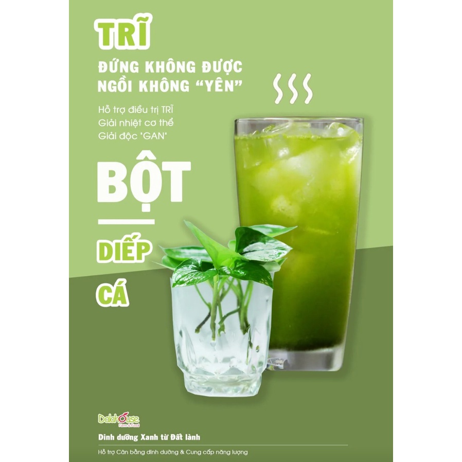 Bột Diếp Cá Dalahouse nguyên chất Hỗ Trợ Bệnh Trĩ, Ngừa Viêm, Hết Mụn Mờ Thâm, Làm Đẹp Da,Trắng Da, Detox