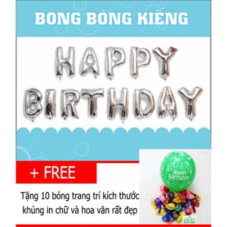 Bóng chữ HAPPY BIRTHDAY có keo dán + 10 bóng trang trí