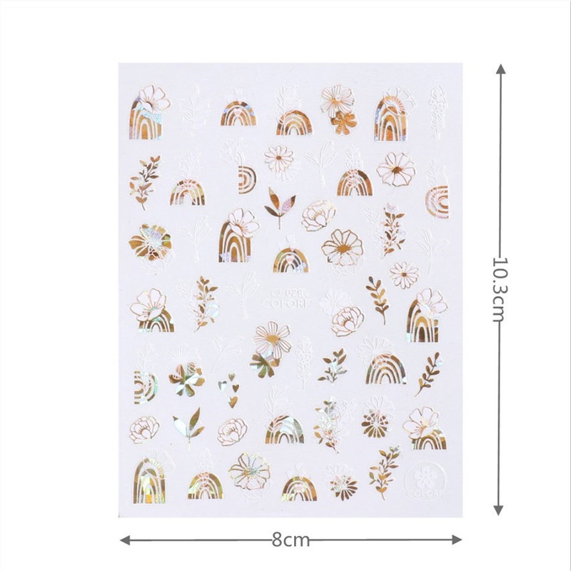 1 Miếng Dán Móng Tay 3D ins Platinum Hình Hoa Lá Trừu Tượng Chống Nước Tự Dính Phụ Kiện Cho Móng Tay