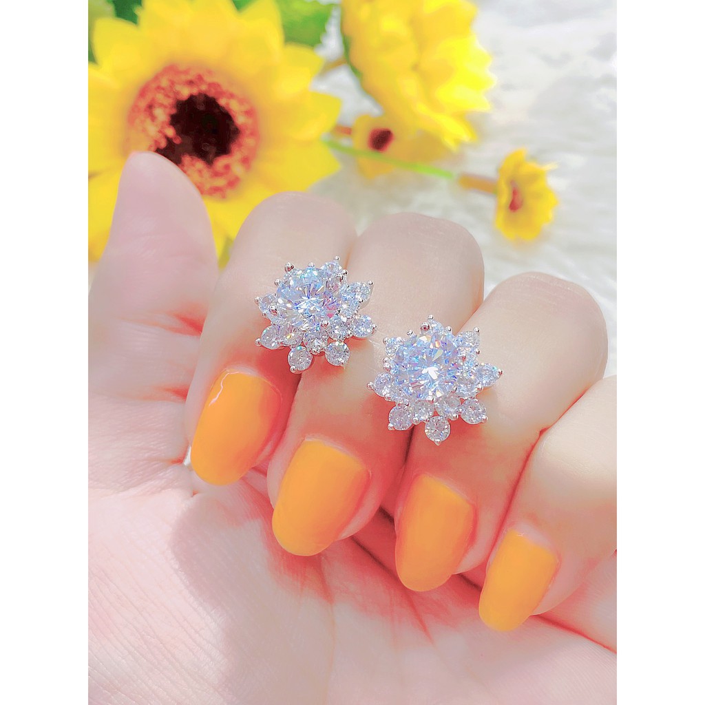 Bông tai nữ UHA mạ vàng 18K , đính kim cương nhân tạo B1236143-110