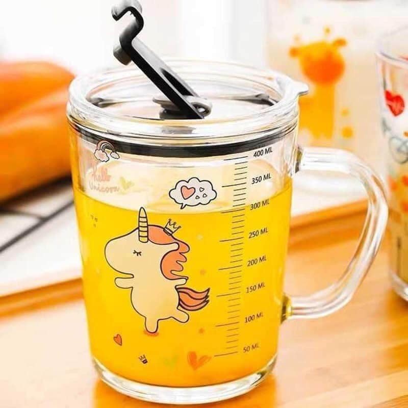 Ly Thuỷ Tinh Chia Vạch 400ml Glass Ware - Tặng Kèm 1 Ống Hút Sillicon