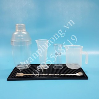 Bộ 6 dụng cụ quầy pha chế (shaker mờ)