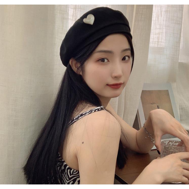Mũ Beret In Hình Trái Tim Phong Cách Retro Nhật Bản Thời Trang Thu Đông Dành Cho Nữ