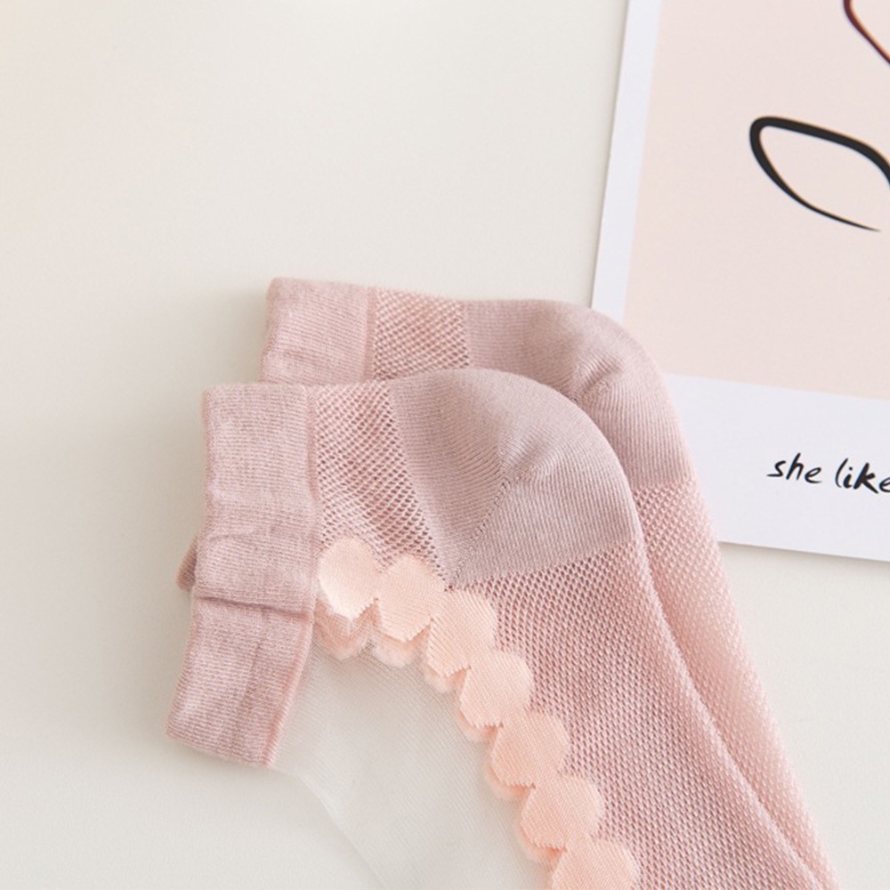 Tất lưới cổ thấp trong suốt họa tiết dễ thương xinh xắn thời trang mùa hè cho nữ
