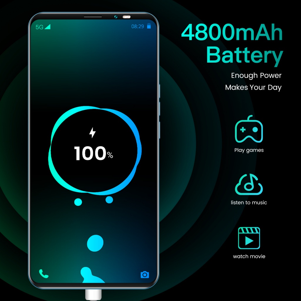 Điện thoại di động rino6 pro mới nguyên  chơi Máy ảnh HD màn hình lớn game thẻ kép Android 5G COD