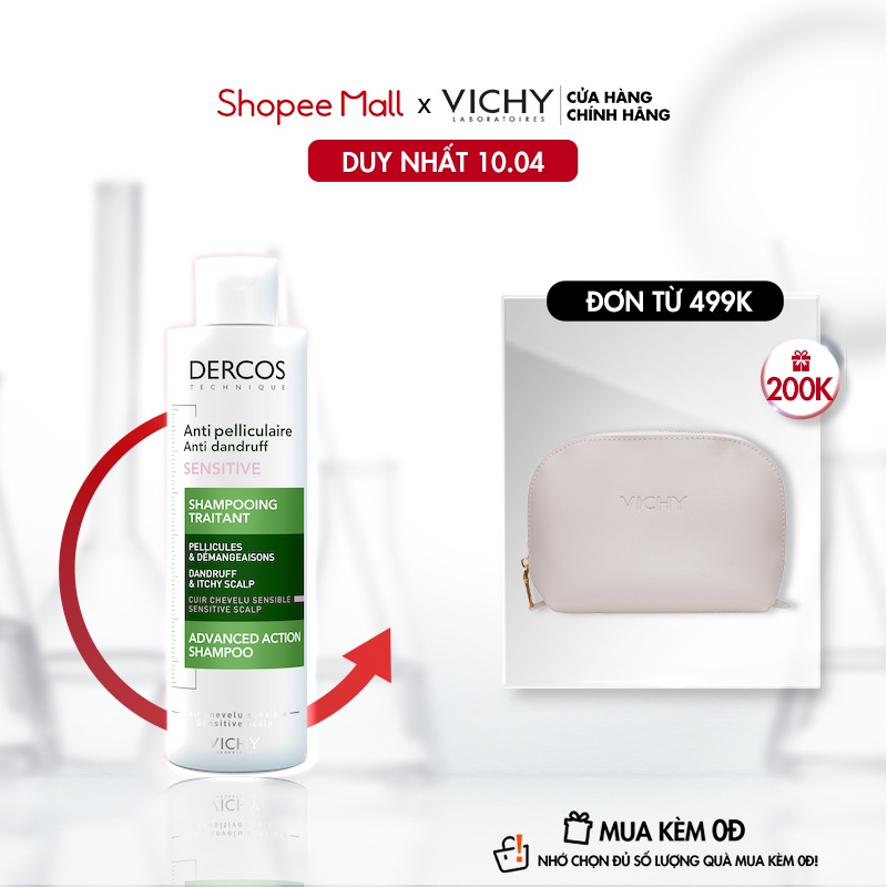 Dầu gội giúp giảm gàu cho da đầu dầu và nhạy cảm Vichy Dercos AntiPelliculaire 200ml