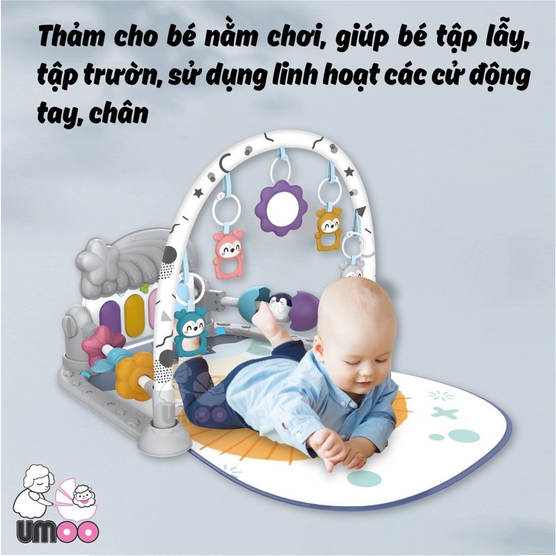 Thảm đàn, thảm nằm chơi phát nhạc Umoo chính hãng, chất liệu nhựa nguyên sinh, không chứa BPA an toàn cho bé