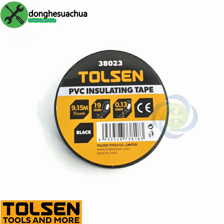 Băng keo điện đen Tolsen 38023 dài 9.15M dày 0.13mm bảng 19mm