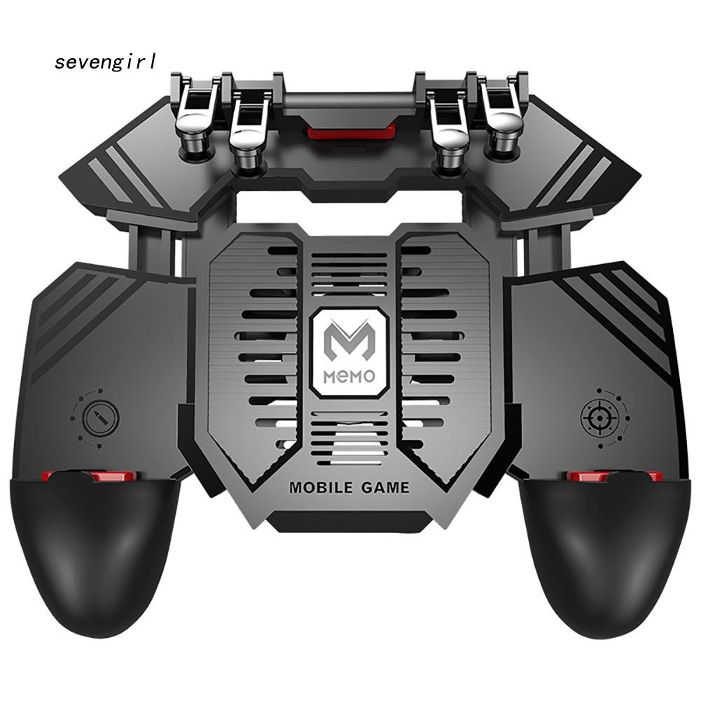 Tay cầm hỗ trợ chơi game PUBG với thiết kế tích hợp quạt tản nhiệt và nút bấm R1R2 L1L2 dành cho điện thoại