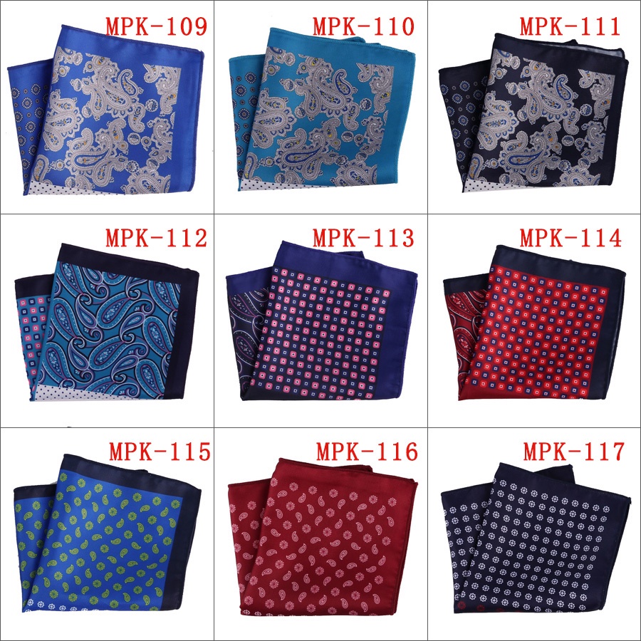 Khăn Tay Vuông Bỏ Túi 23CM * 23CM Bằng Lụa Mềm In Họa Tiết Hoa / Chấm Bi Cổ Điển Sang Trọng Cho Nam