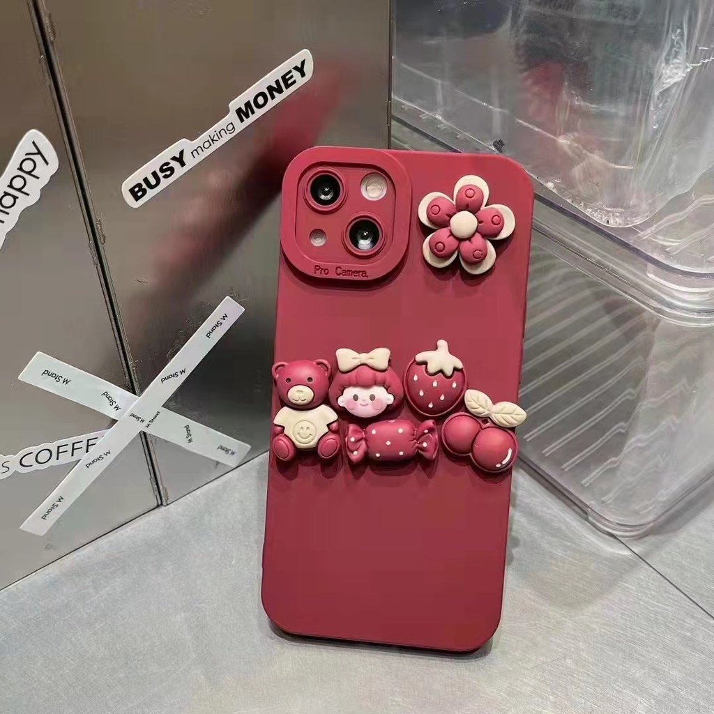 Ốp điện thoại mềm mẫu gấu và bé gái dễ thương thích hợp cho iphone 13 promax X XS XR 11 pro max 12 12 pro 12 pro max