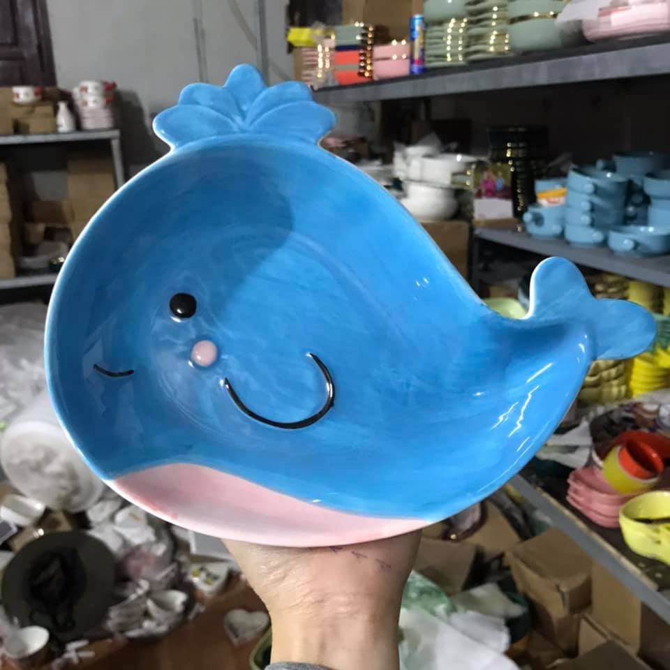 Đĩa Sứ Bộ Bát Đĩa Decor Bát Ăn Cơm Cá Heo Chén Dĩa Sứ Dễ Thương Cute Cao Cấp B36