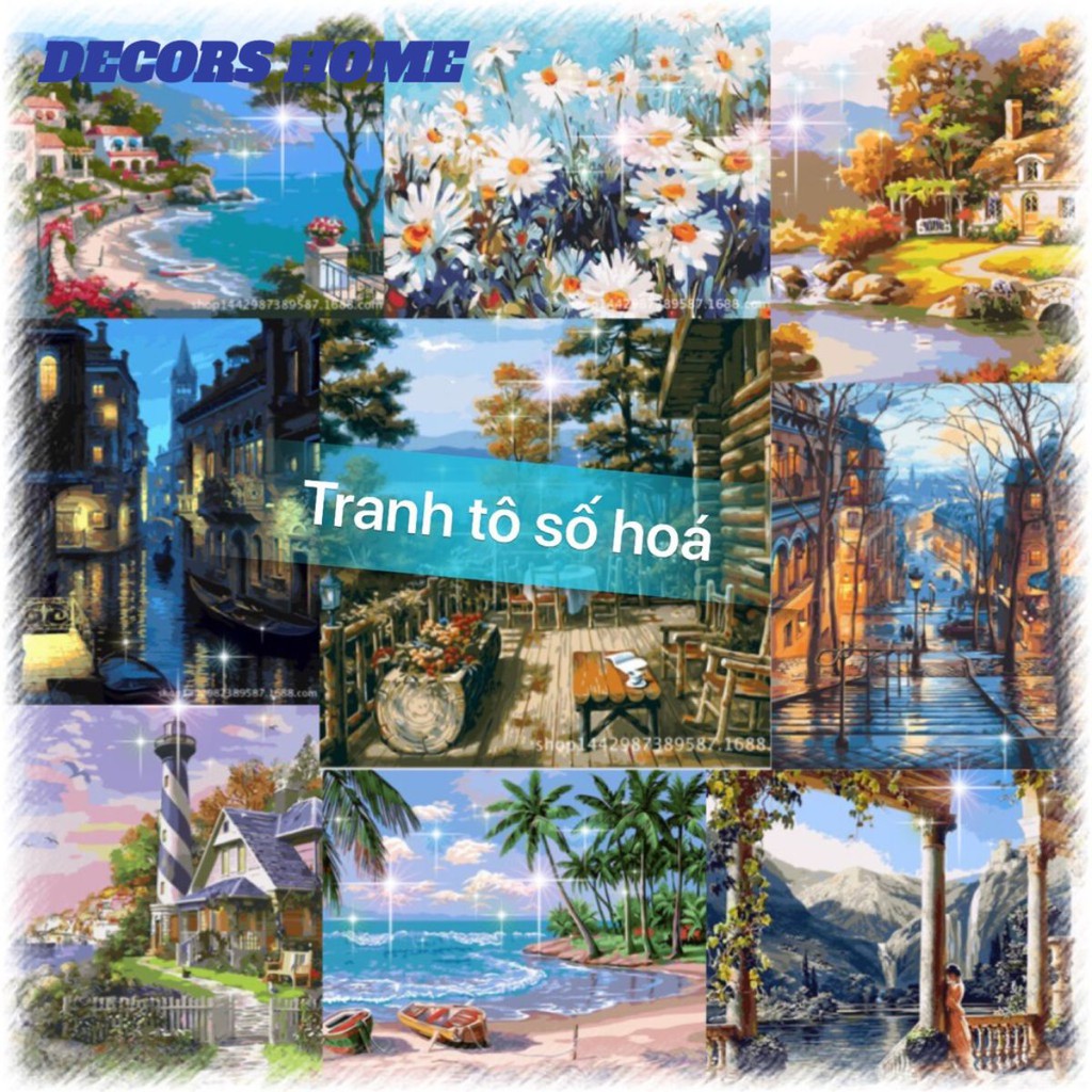 [CÓ KHUNG SẴN] Tranh SƠN DẦU số hóa PHONG CẢNH cao cấp có khung kích thước (40x50cm)