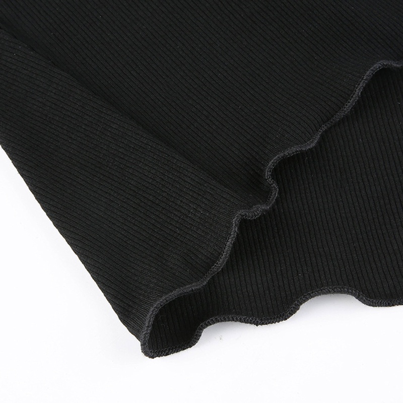 Áo Croptop Dệt Kim Tay Dài Cổ Lọ Màu Sắc Đơn Giản Phong Cách Harajuku Đường Phố Cho Nữ