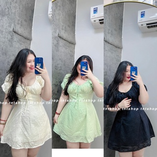 ĐẦM HOA NỔI CÚP NGỰC TAY PHỒNG  [TNT SHOP BIGSIZE 60KG 90KG]