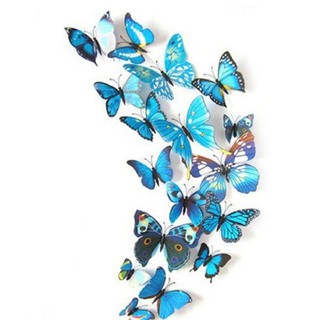 Xả hàng Set 12 bướm 3D trang trí tủ lạnh hoặc dán tường - Xanh Đen Xịn