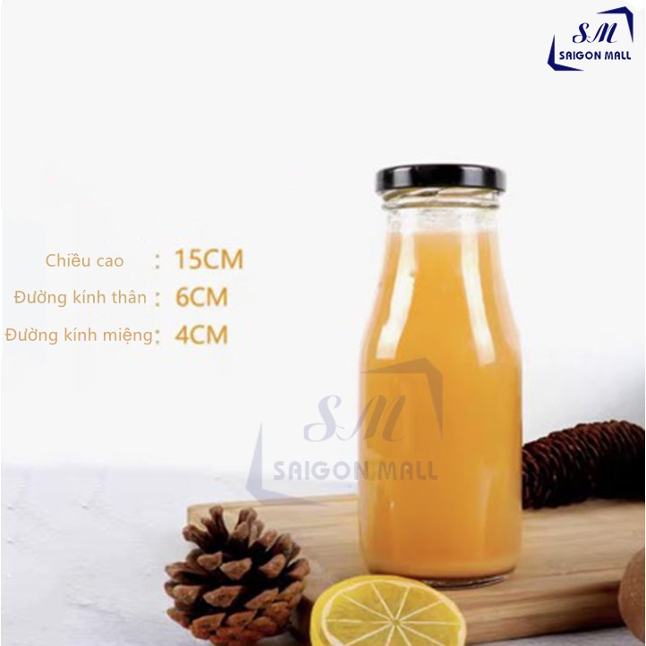 Chai thủy tinh đựng nước trái cây,detox,sữa nắp thiết đen 300ML | BigBuy360 - bigbuy360.vn