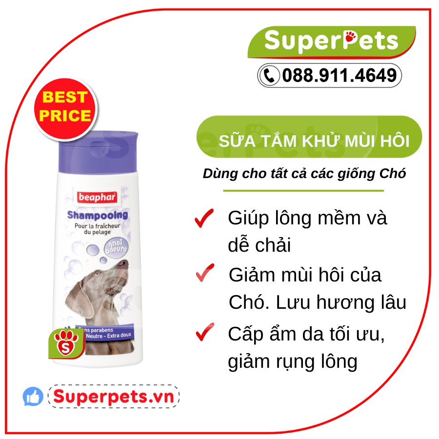 Sữa Tắm Khử Mùi Hôi Cho Chó BEAPHAR BUBBLE ODOUR NEUTRALIZER DOG SUPERPETS VIỆT NAM