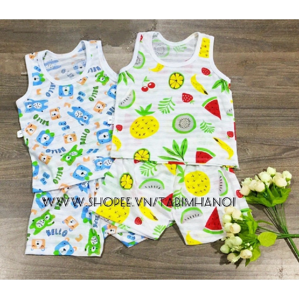 [Thanh lý] Bộ cộc tay và ba lỗ cotton tre cho bé mềm mát