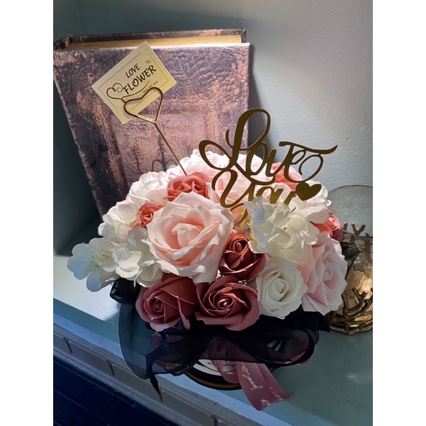 Túi 10 chiếc topper nhũ chữ Love You