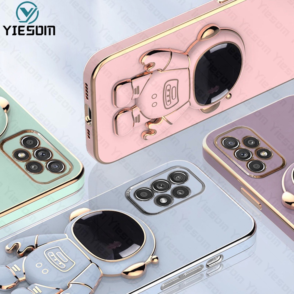 Ốp Điện Thoại Silicon Mềm Có Giá Đỡ Hình Vuông Mạ Sang Trọng Cho Samsung Galaxy A32 4G A52 A52S A72 5G A22 A12