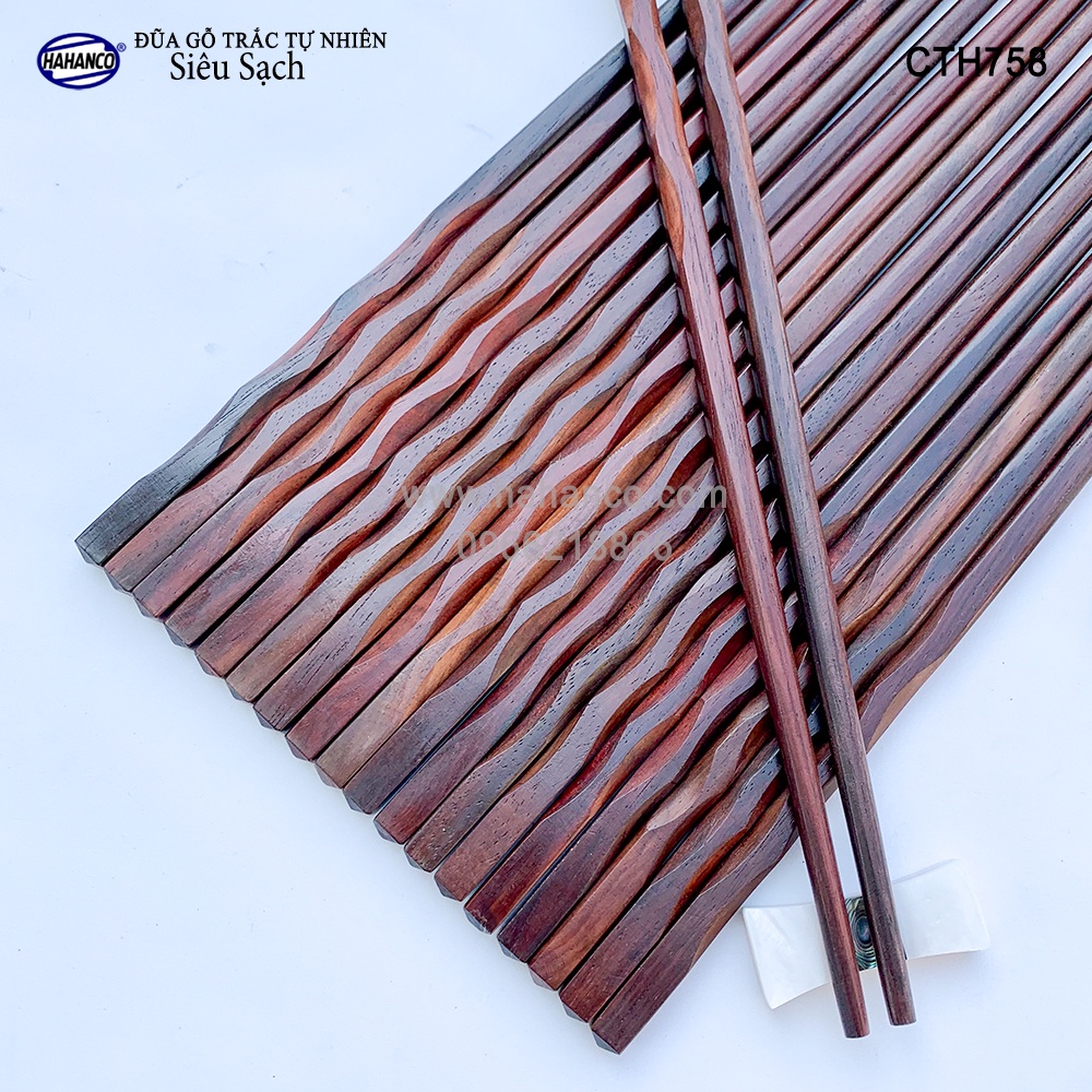 Đũa gỗ Trắc siêu sạch - CTH758- Gỗ trắc lượn sóng (Hộp 10 Đôi) Chopstick of HAHANCO